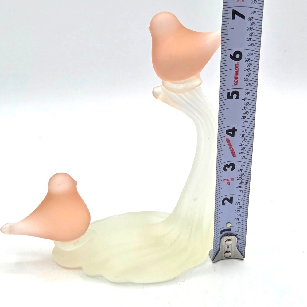 Pink Satin Glass Love Birds on Branch Hallmark Crowning Touch Collection Cottage - Picture 3 of 8